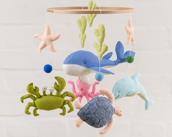 Mobile bébé océan, mobile pour chambre d'enfant, mobile bébé océan, mobile Montessori, mobile pour chambre de bébé, mobile pour bébé baleine, mobile mer, mobile pour lit de bébé