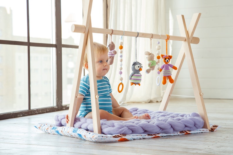Baby gym Forest baby gym set baby gym A frame Wooden baby Etsy