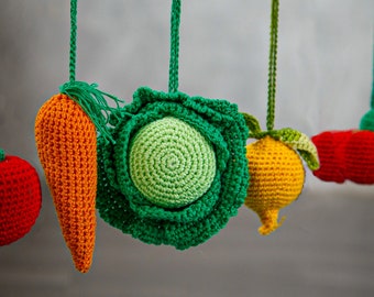 Vegetable baby gym toys, baby mobile, Crochet baby gym toys, baby gym frame, baby play mat,  play gym toys, activity gym toys, baby gym toy