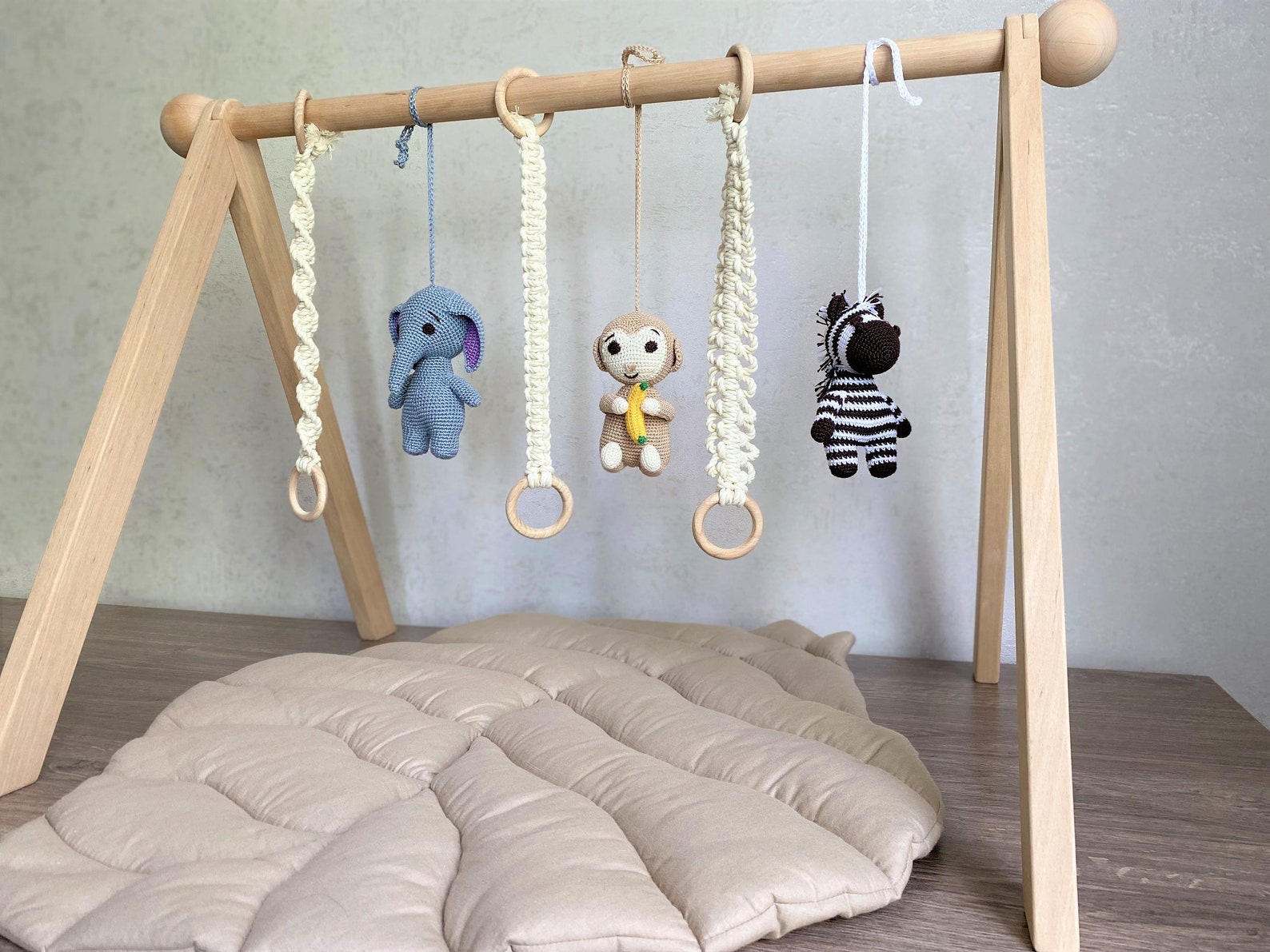 Baby Gym Jungle Baby Gym With Toys & Mat Wooden Baby Gym Etsy