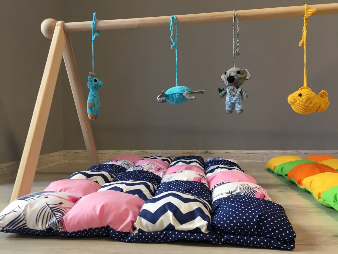 Baby Gym Twins Baby Gym With Toys & Mat Wooden Baby Gym Etsy