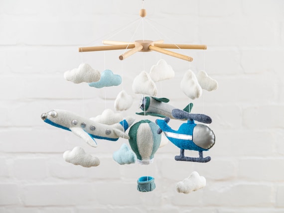 Airplane baby mobile, baby nursery mobile, crib mobile, Montessori mobile, hanging mobile, baby felt mobile, modern baby mobile, cot mobile