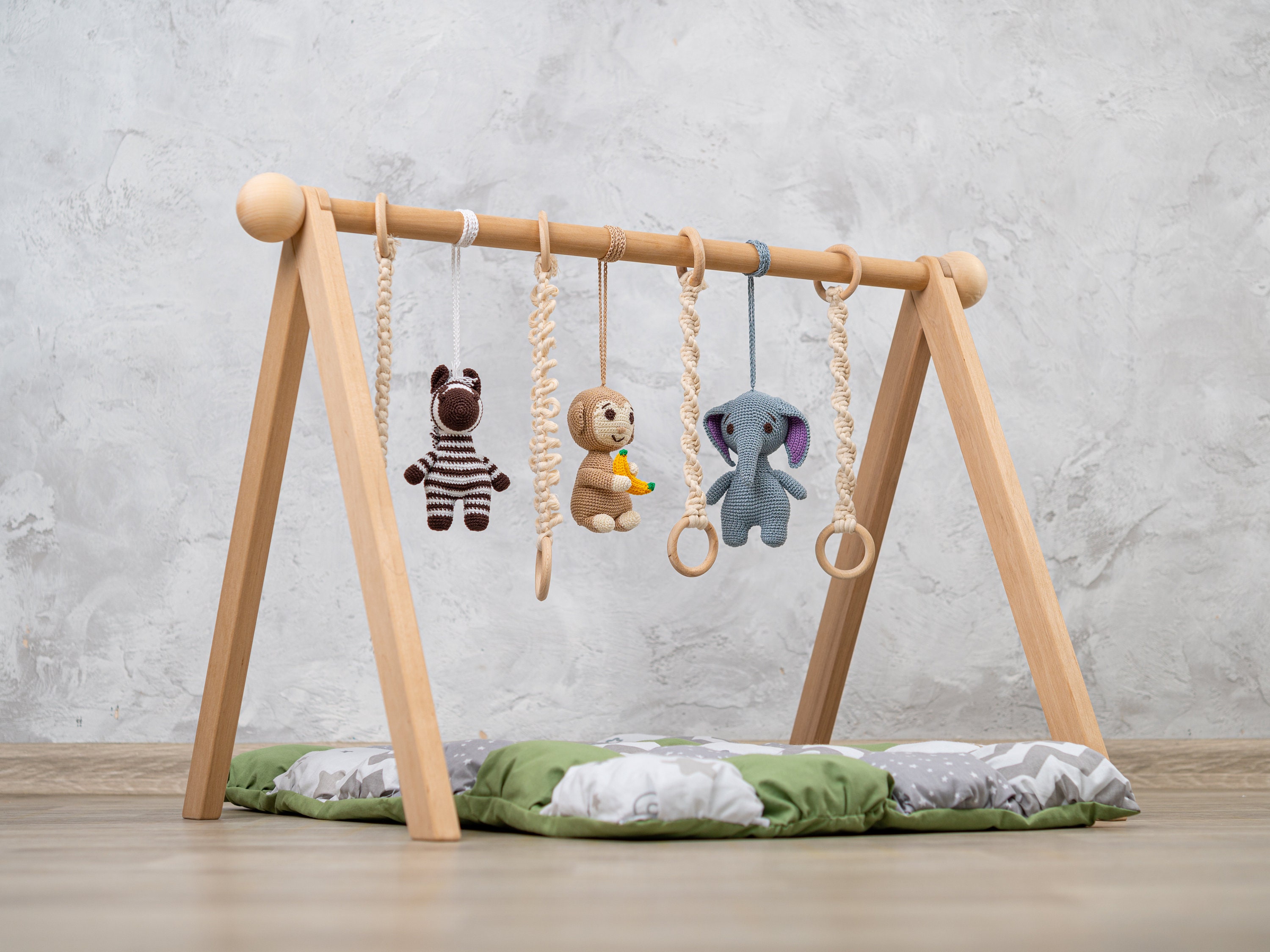 Arco Di Gioco In Legno Promise Babe Con Peluche Animali Marini - Palestrina Per Neonati, 3-6 Mesi - Foto 5