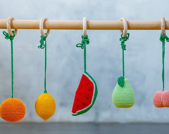 Fruit baby gym toys, baby mobile, Crochet baby gym toys, baby gym frame, baby play mat,  play gym toys, activity gym toys, baby gym toy