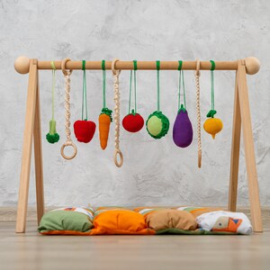 Vegetable baby gym toys and baby play mat, wooden baby gym, baby play gym, baby activity mat, baby gym mat, baby activity gym, play gym toy image 9