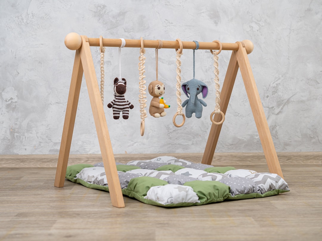 Jungle Wooden Baby Gym With Play Gym Toys and Baby Activity Mat, Baby Gym  Frame, Baby Activity Gym, Play Gym Baby, Montessori Baby Gym