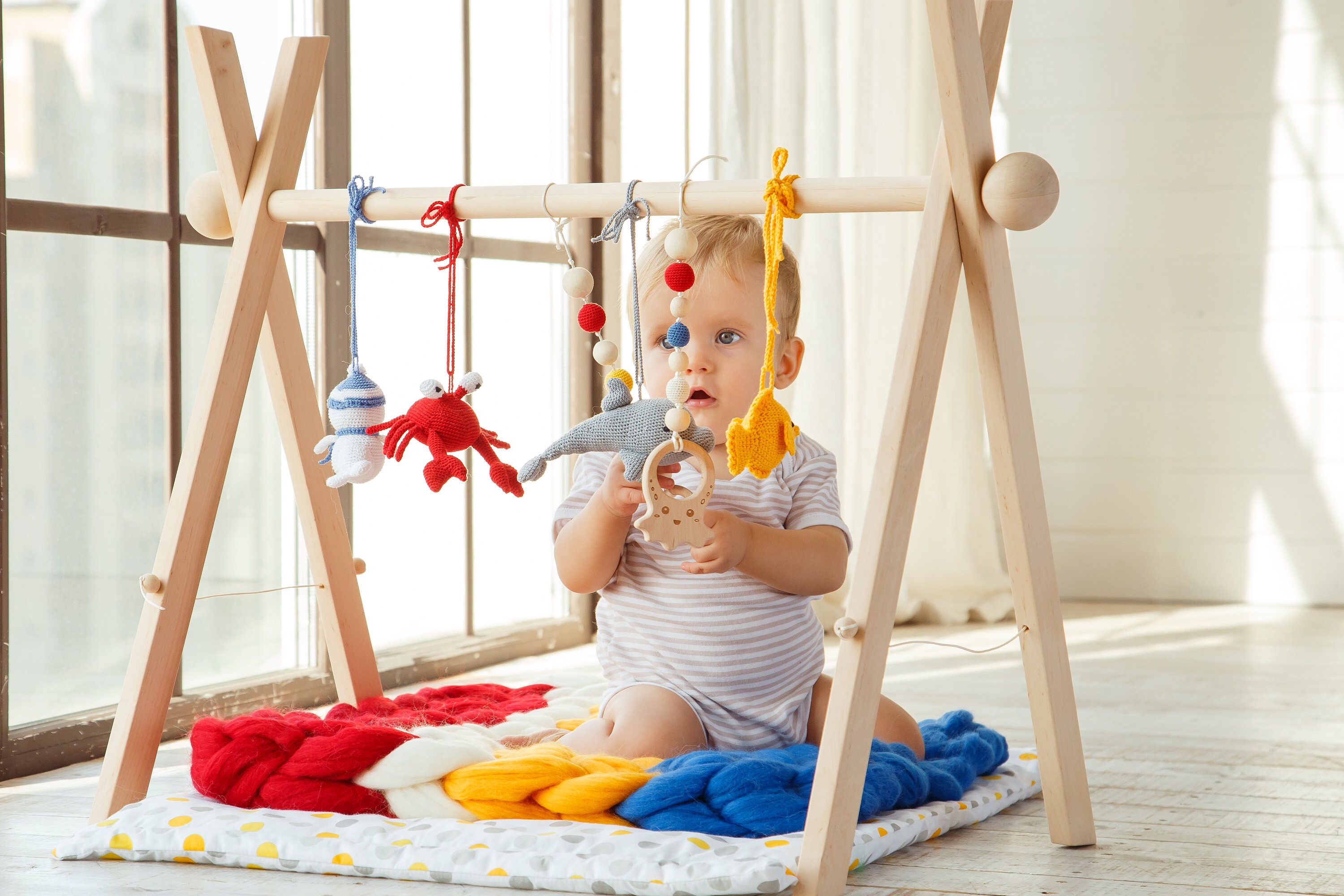 Baby gym toys set Crochet Nautical themed baby gym toys & Etsy