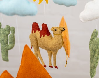 SALE! Baby Mobile Camel and Mountains, Crib Mobile for Nursery, Animal Baby Mobile, Unique Baby Mobile, Felt Mobile, Neutral Baby Mobile