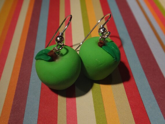 green apple earrings