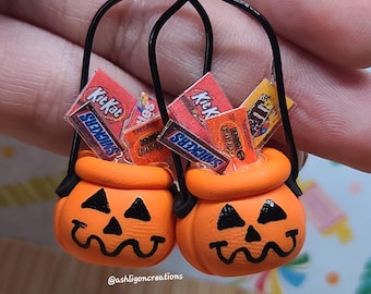 Jack-o-lantern Bucket Earrings