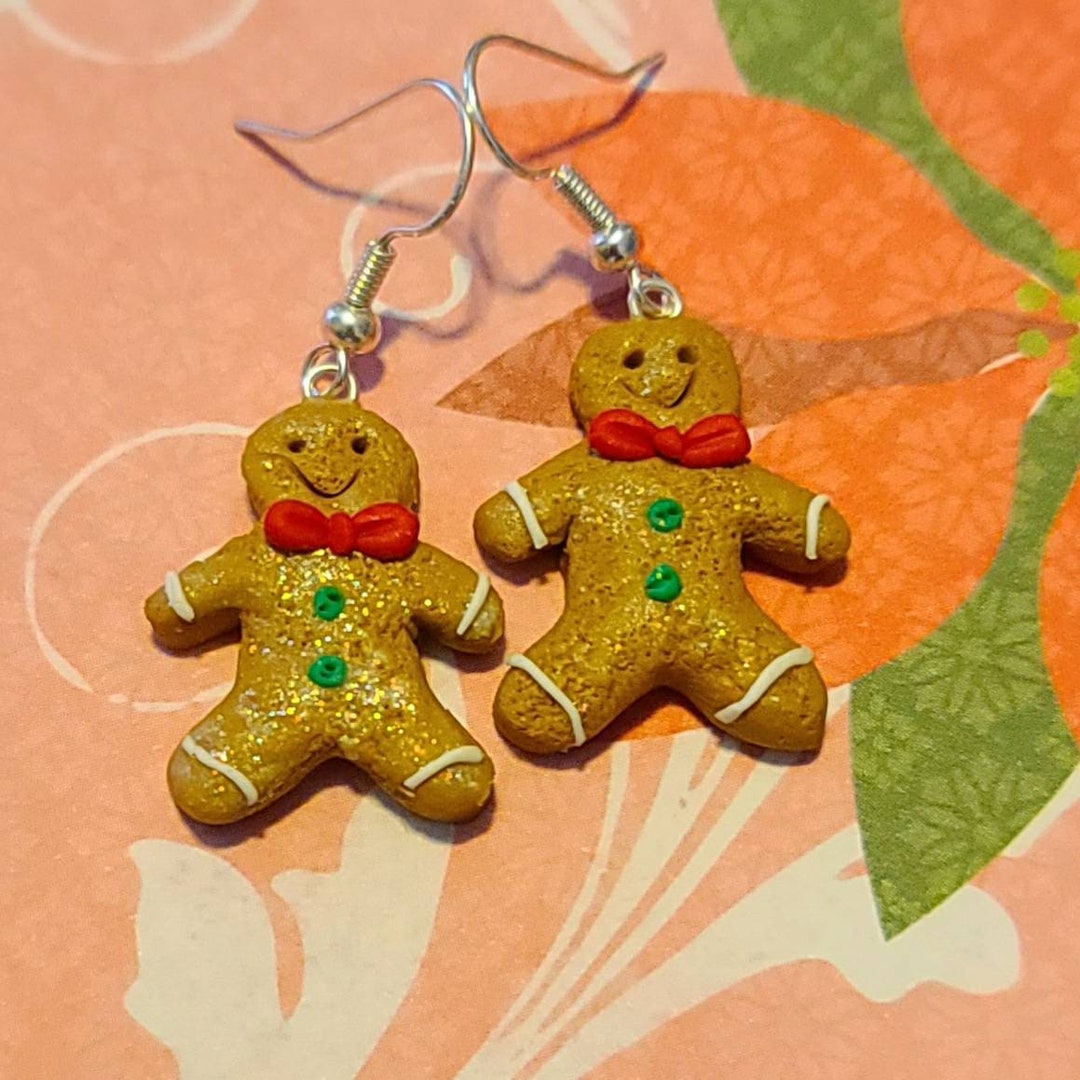 FINAL SALE 50% OFF Gingerbread Man Round Earring or Keychain