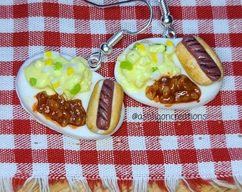 Hot Dog Plate Earrings