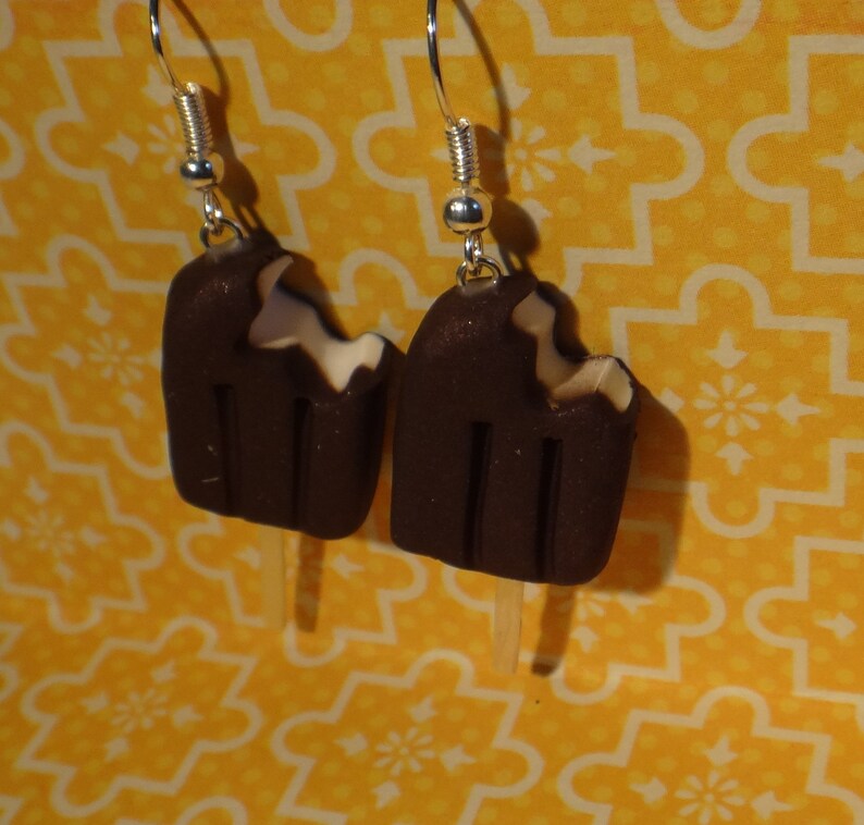 Chocolate Ice Cream Bar Earrings Etsy