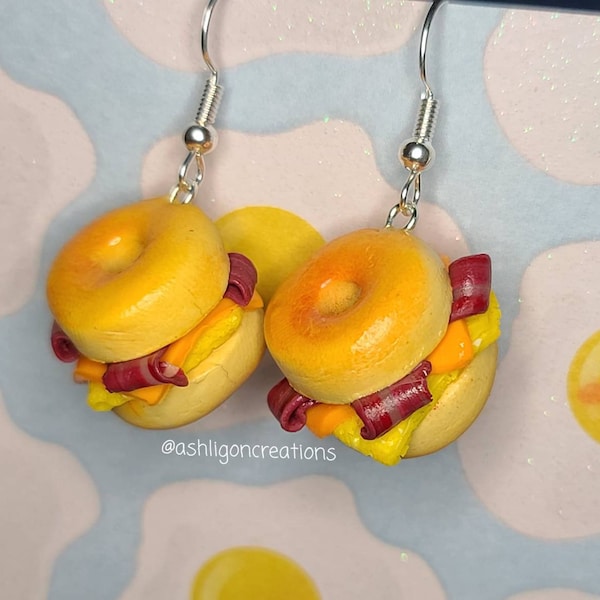 Bacon Egg & Cheese Bagel Earrings