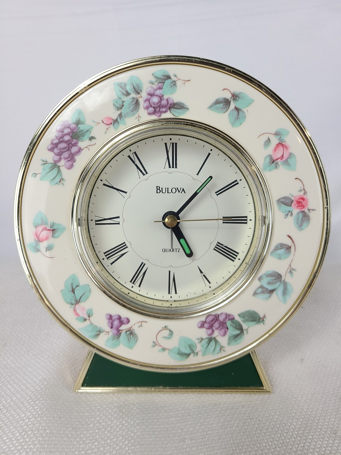 Bulova Quartz Alarm Clock Grapes and Roses Design Model B2900 Etsy