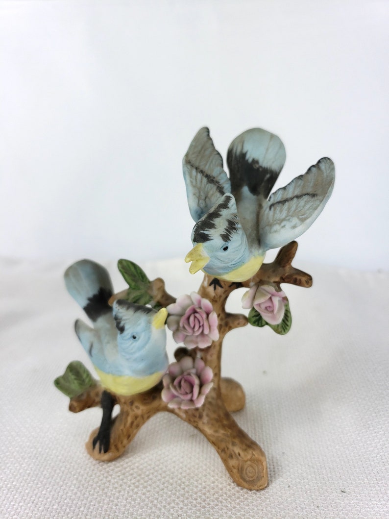 Lefton Pair of Blue Jay Figurines 5\u201d Tall