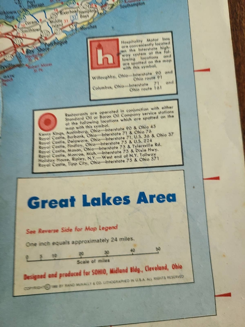 Road Map of Great Lakes Area Courtesy of SOHIO Standard Oil | Etsy