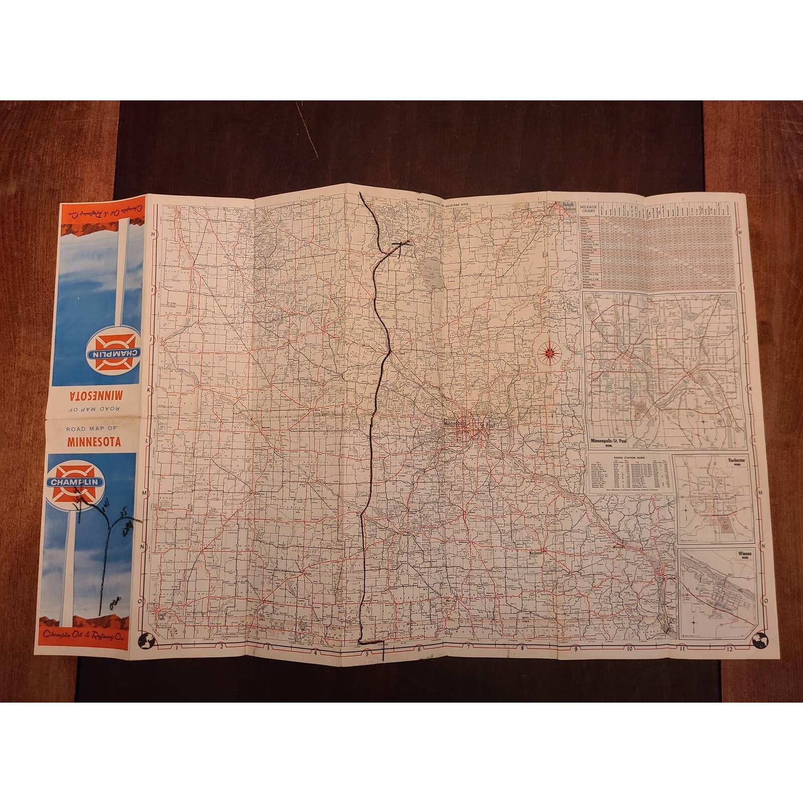 Road Map of Minnesota Courtesy of Champlin Refining Co 1956 Etsy