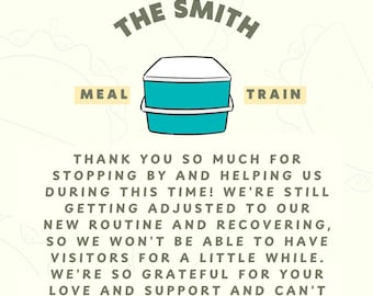 Editable Meal Train Signs | Freezer Meal Prep Stickers | No Visitors Sign | Drop-Off Instructions | Meal Train Printable for New Parents