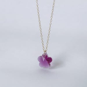 Flower Crystal Pendant Necklace - Gemstone Necklace, Layering, 14k Gold, Sterling Silver, Dainty Gem Necklace, Floral, Botanical