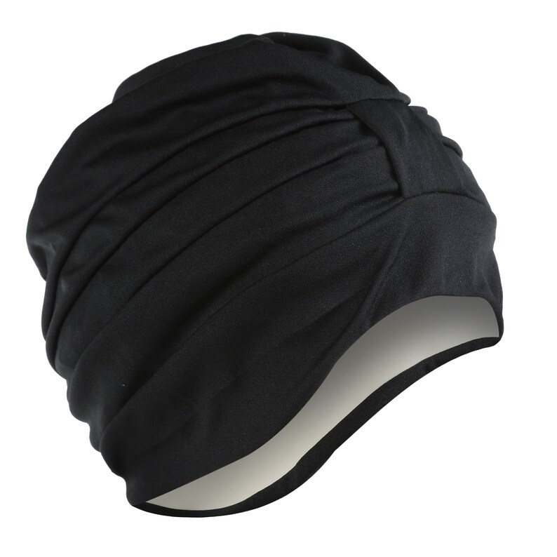 Ladies Fashy Swim Turban Swimming Hat Black Silver Sequins Bathing Cap Swim Hat 