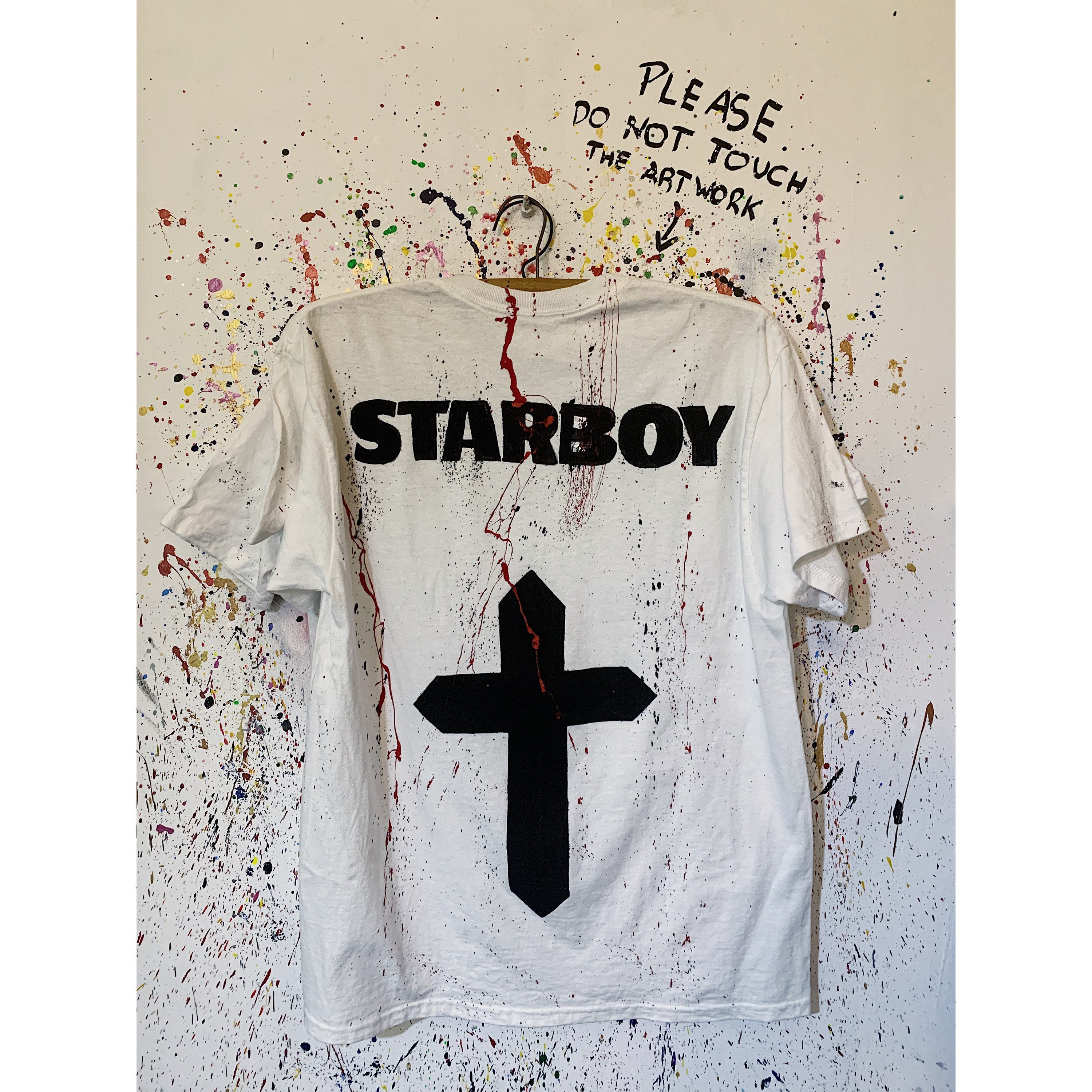 Starboy Tshirt. Hand painted oversized Tshirt. Cartoons. Etsy