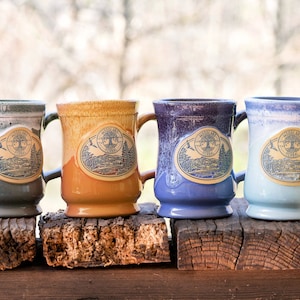 Tea Mugs *Limited Edition - Nature Inspired Handmade Pottery with Woodland Herbal Logo - Choose 5 Colors. Dishwasher, Microwave, Oven Safe