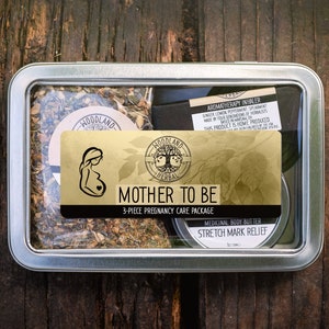 Mother To Be Care Package - Perfect Gift Set for Expecting Mothers - Body Butter, Loose Leaf Tea, Essential Oil Aromatherapy Inhaler