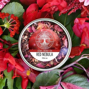 Red Nebula Tea - Cosmic Energy Tea. Loose Leaf Tea Blend. Energy, Clarity, Mood, Wellness, Morning Tea - Organic Tea Blend
