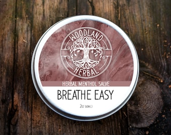 Breathe Easy Salve - Herbal Chest Rub, Immunity, Breathing Excercises - 2oz Tin