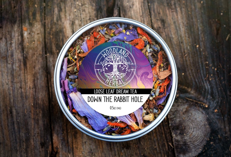 Down the Rabbit Hole Tea - Organic Loose Leaf Tea. Intense Dreams, Relaxation, Calm, Stress, Lucid Dreaming