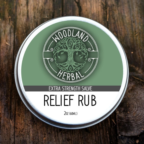 Relief Rub 2oz - Extra Strength Cream, Relaxation, Massage, Joints, Tight Muscles, Stress, Stiffness - 2oz Tin