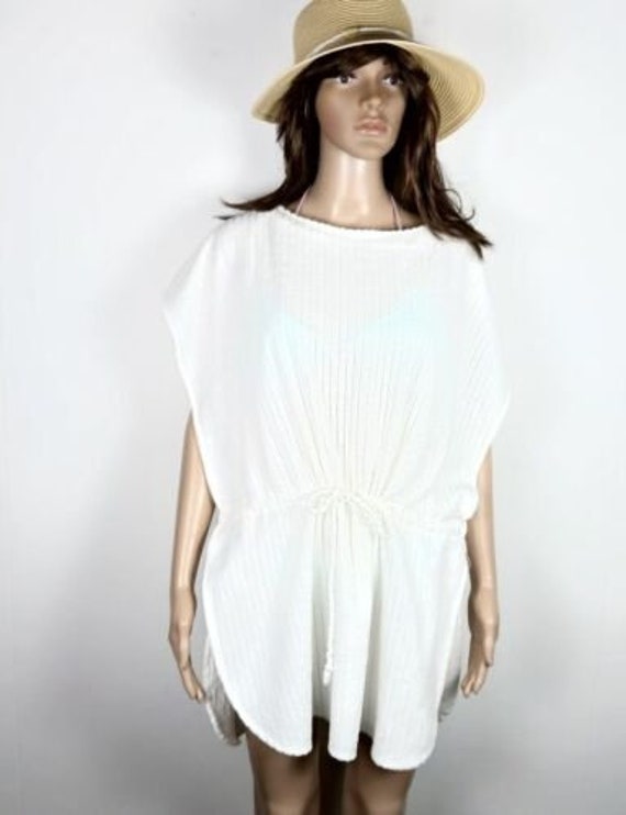 Vintage Terry Cloth Swim Suit Cover Up White Size… - image 1