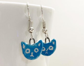 Ceramic cat earrings Quirky cat jewellery