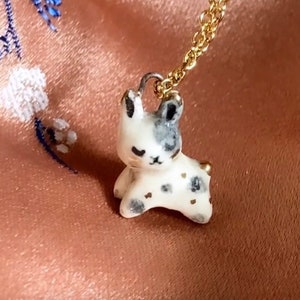 Ceramic custom bunny rabbit necklace pendant charm