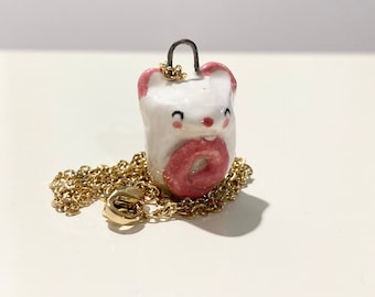 Ceramic mouse necklace pendant charm