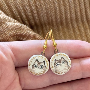 Custom ceramic pet portrait framed earrings personalised