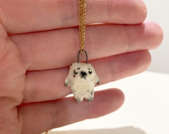 Ceramic seal necklace pendant charm jewellery fur seal handmade