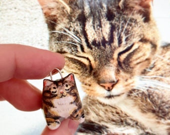 Polymer clay Custom cat charm necklace pendant