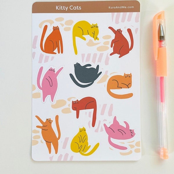 Cat Journal Sticker Sheet Journaling Notebook Stickers Kawaii Cat Stickers Kisscut Stickers Gift for Her Gift for Kids Stickers for Teens