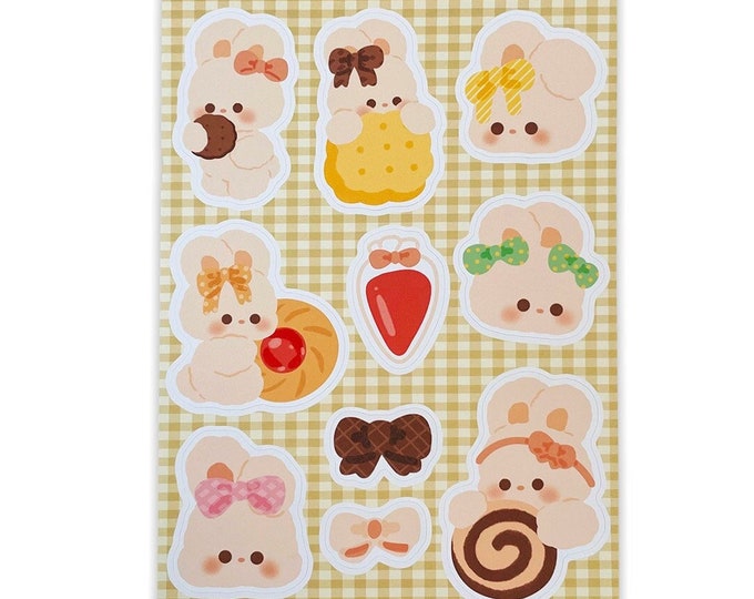 Cute Bunny Sticker Sheet | Journaling Sticker Cute Animal Stickers Journal Sticker Kawaii Rabbit Sticker