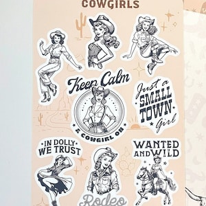 Waterproof Cowgirls Sticker Sheet | Journaling Stickers Western Stickers Cowgirl Stickers for Water Bottle Vinyl Stickers Country Stickers