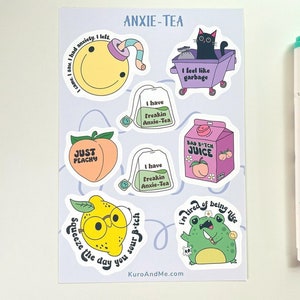 Waterproof Anxiety Sticker Sheet | Journaling Stickers Anxiety Stickers Waterproof Stickers Laptop Stickers Funny Stickers Humor Stickers
