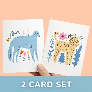 Card for Dog Lover | Set C | Greeting Card Dog Card Cute Card for Kids Animal Art Card Dog Illustration Card for Her for Him Dog Lover