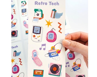 Cute 90s' Journaling Semi-Transparent Retro Sticker Sheet | Journaling Stickers Kawaii Stickers Retro Stickers Cute Stationery