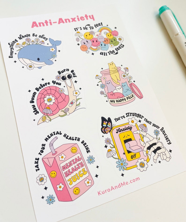 Waterproof Mental Health Sticker Sheet Positive Affirmation Message ...
