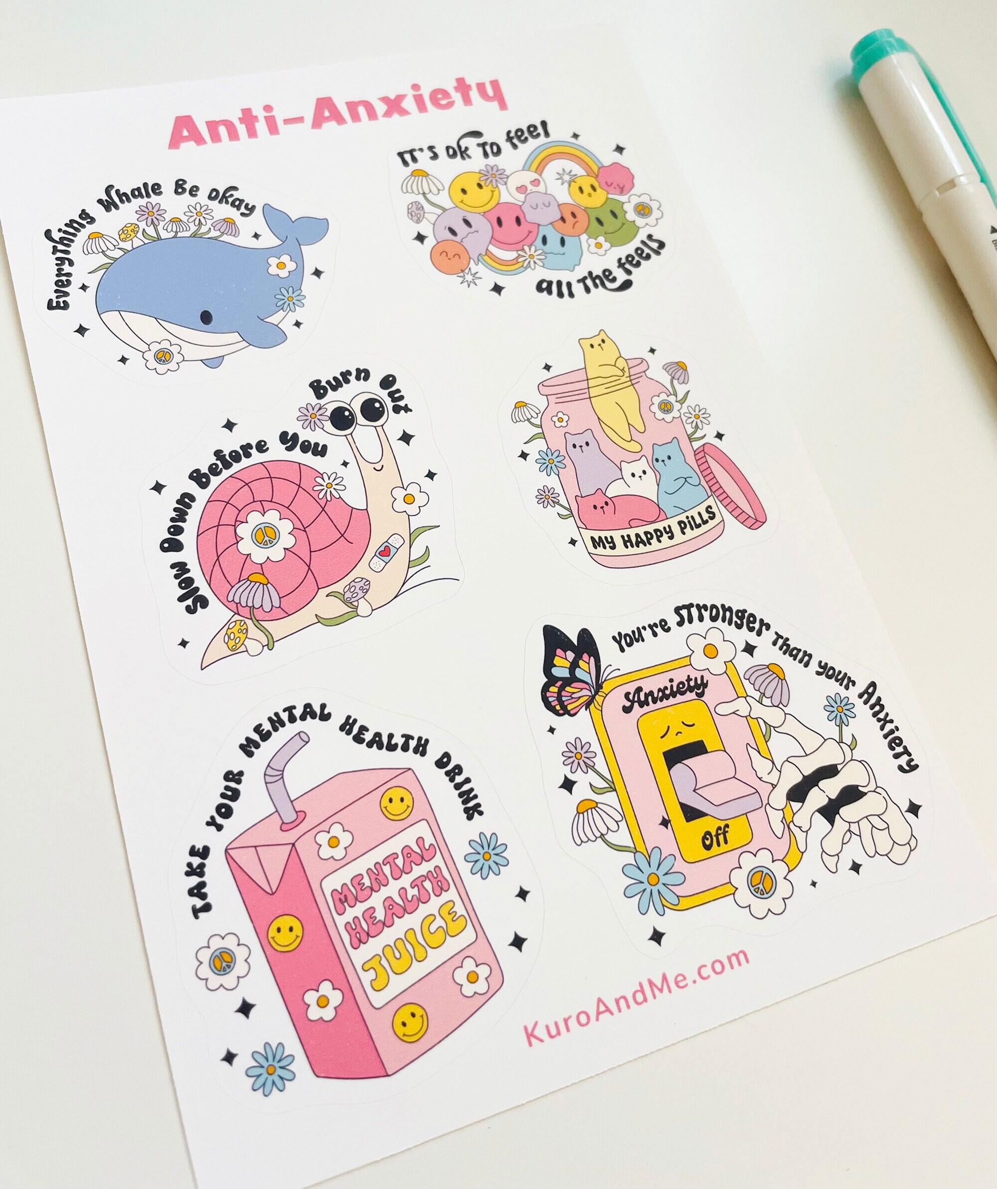 Waterproof Mental Health Sticker Sheet: Positive Affirmations Planner ...