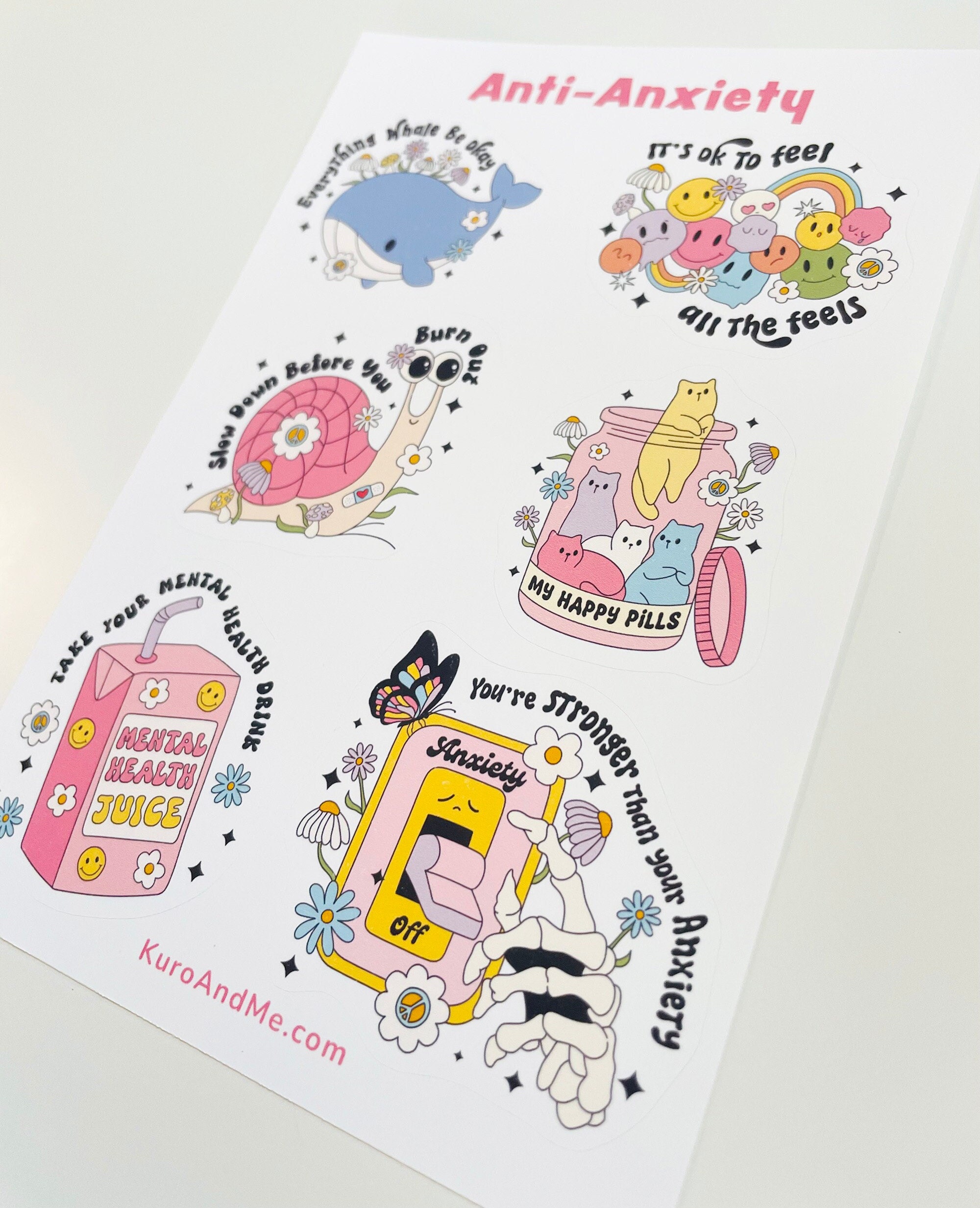Waterproof Mental Health Sticker Sheet Positive Affirmation Message ...
