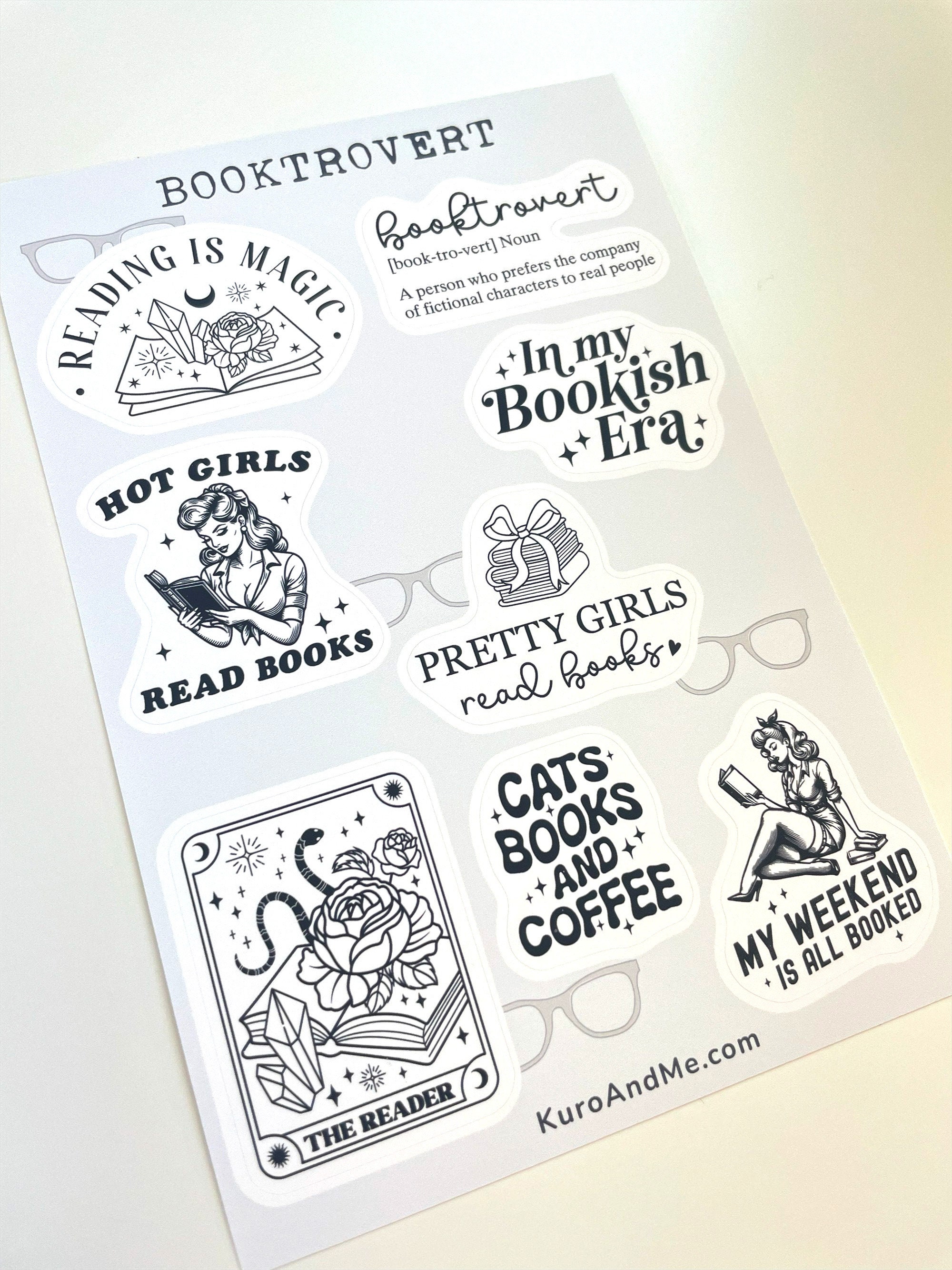 Waterproof Book Lover Sticker Sheet: Booktrovert Vinyl Stickers - Etsy