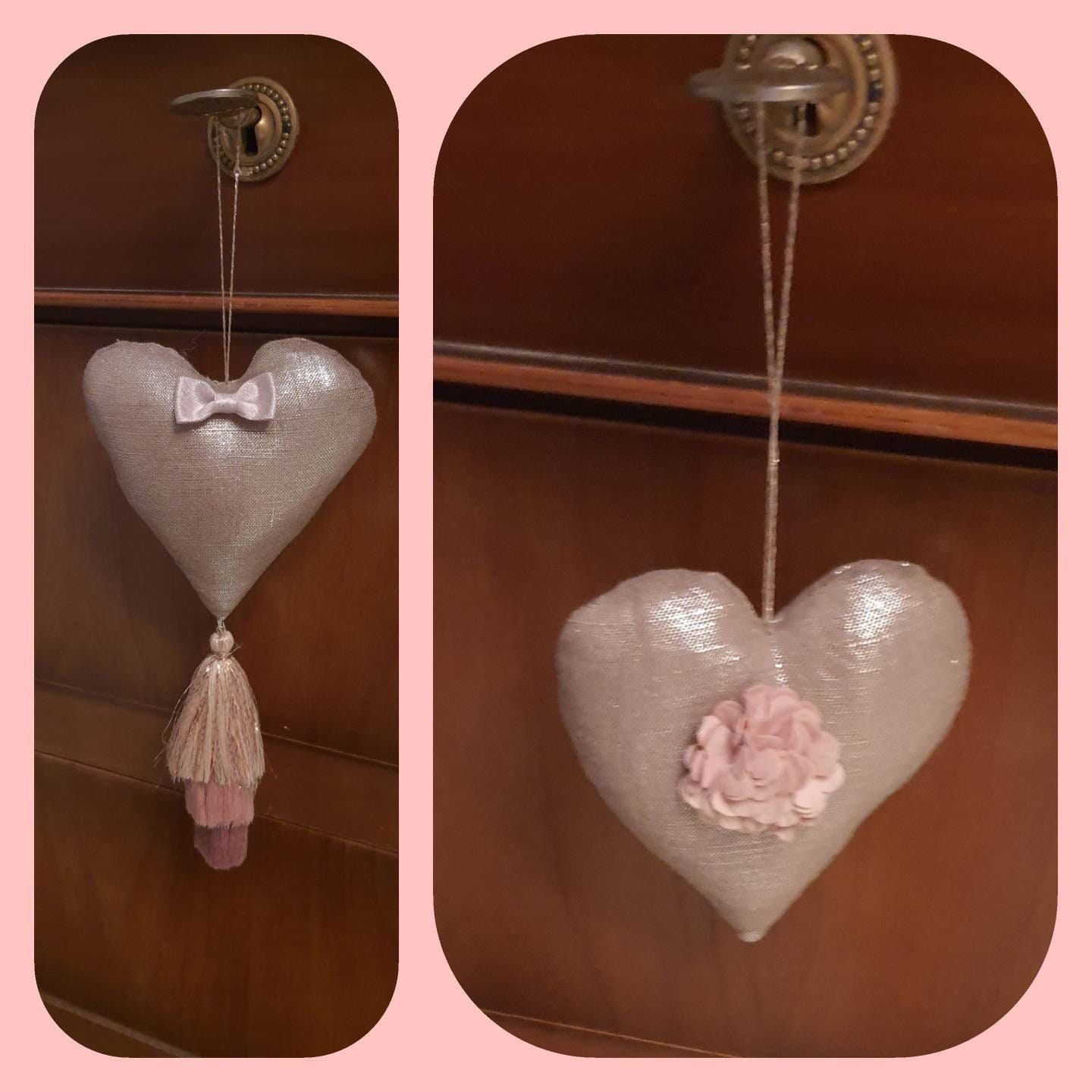 Cœur en Tissu Or, Décoration de Noël